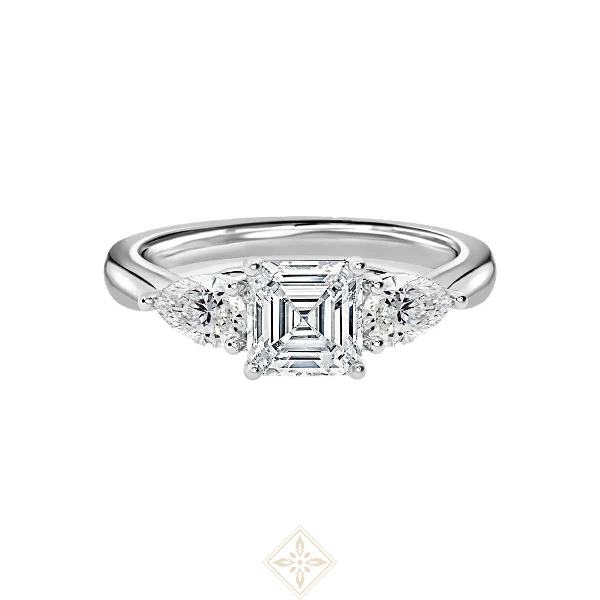 Asscher with Pear Trilogy