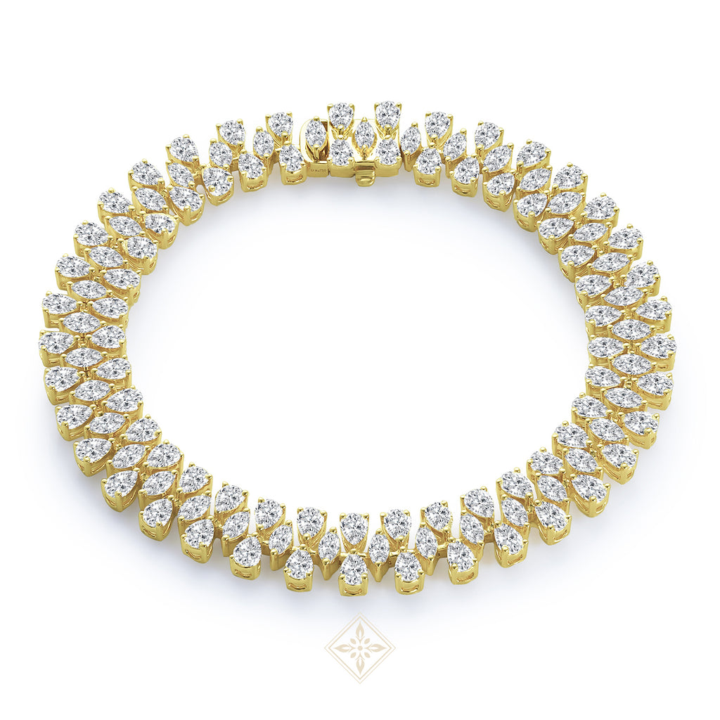 Triple Row Pear Shape Diamond Bracelet