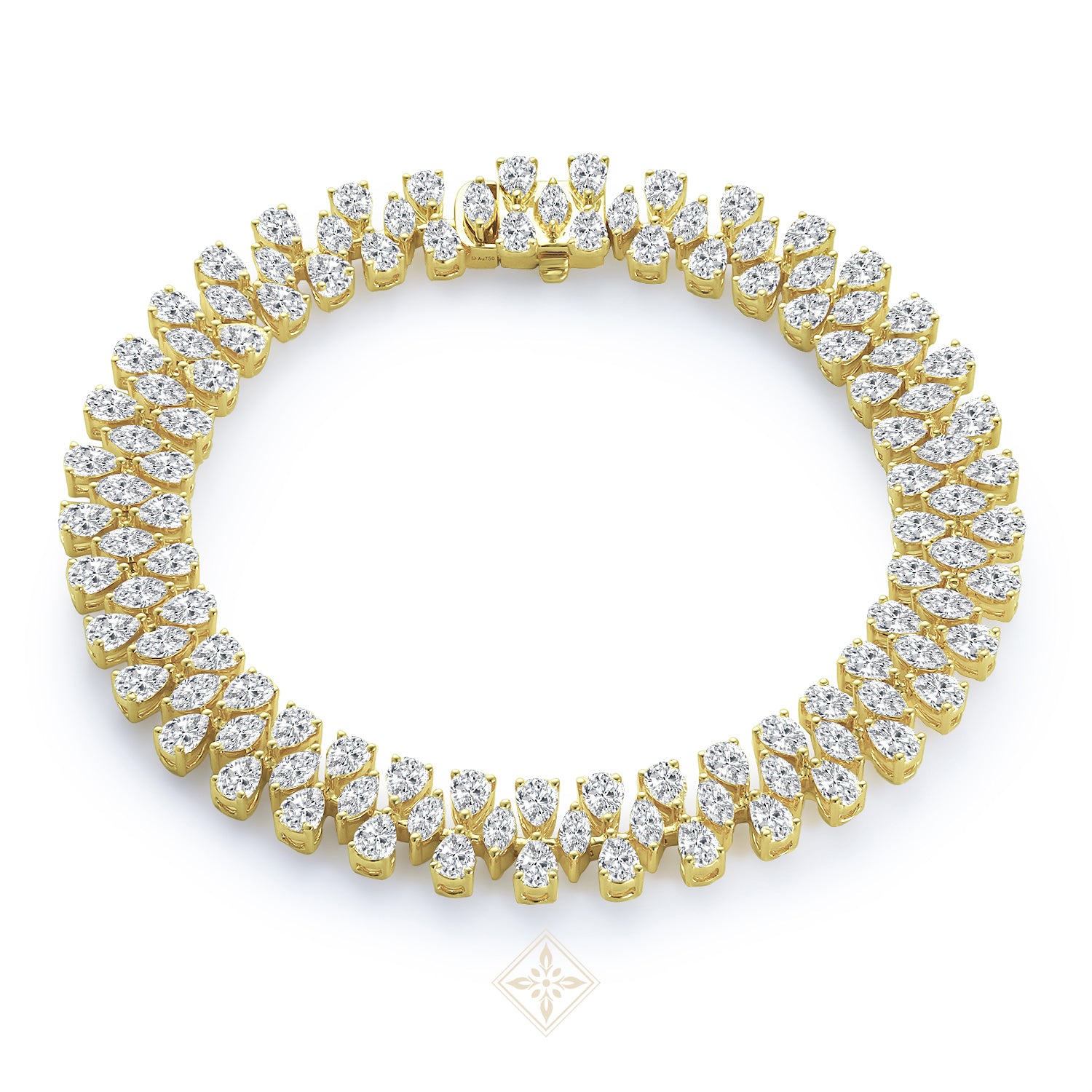 Triple Row Pear Shape Diamond Bracelet