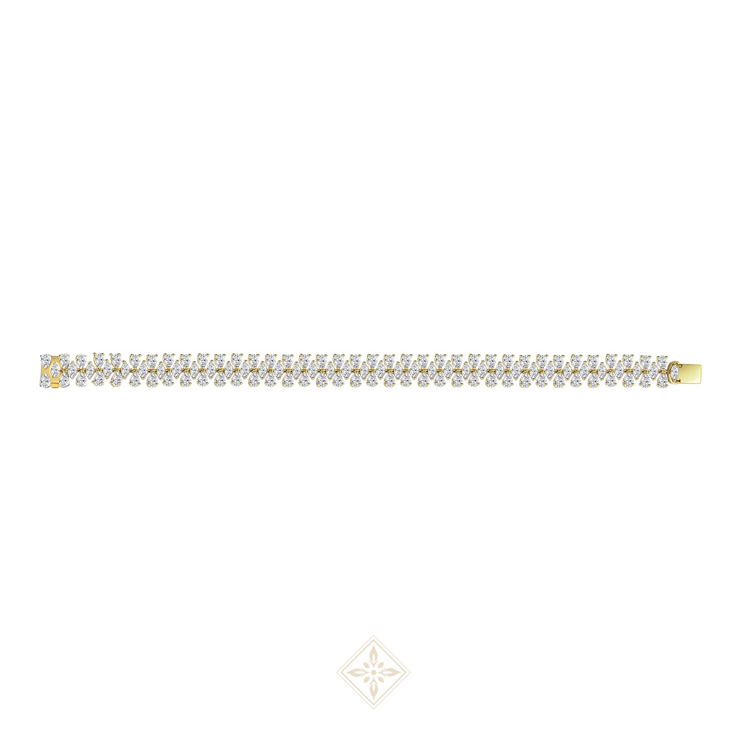 Triple Row Pear Shape Diamond Bracelet