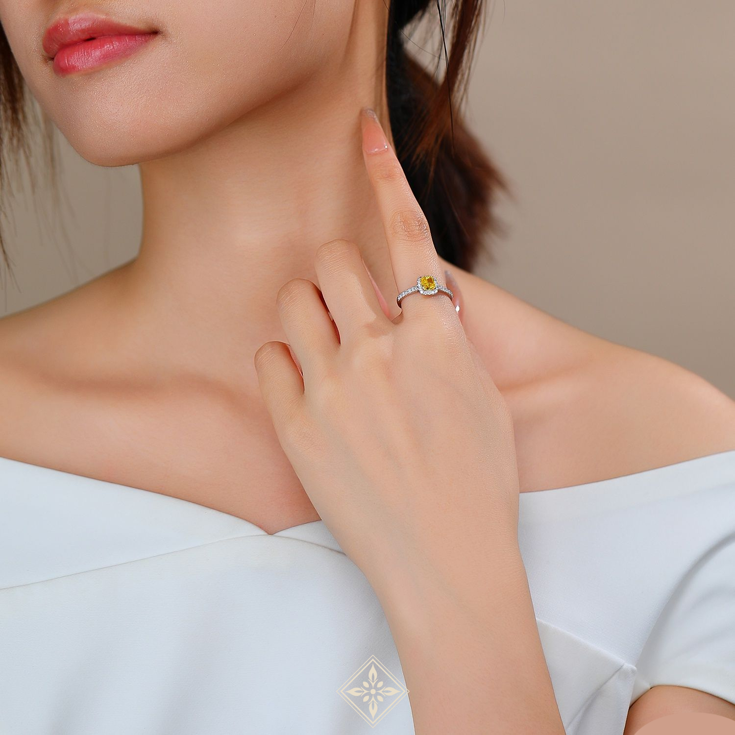 Colored Diamond Halo Ring