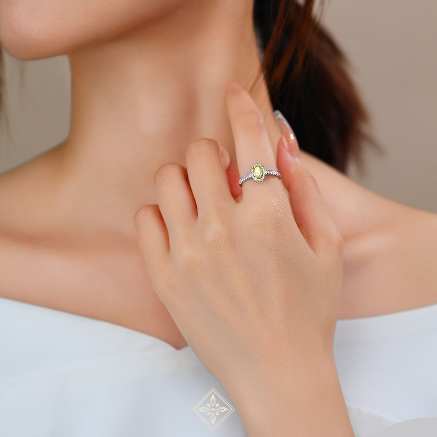 Colored Diamond Halo Ring