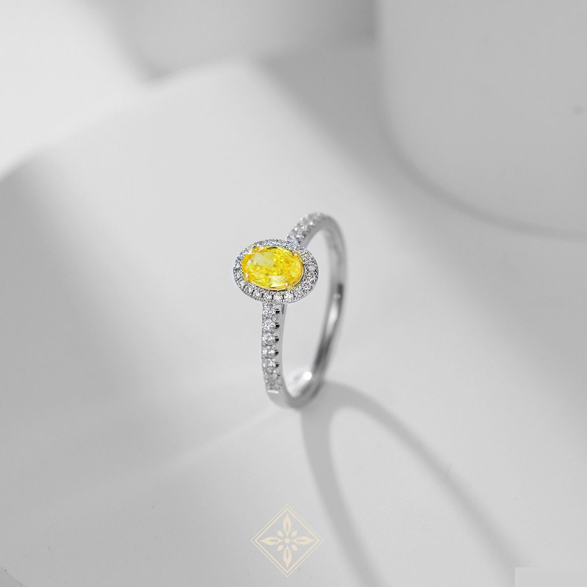 Colored Diamond Halo Ring