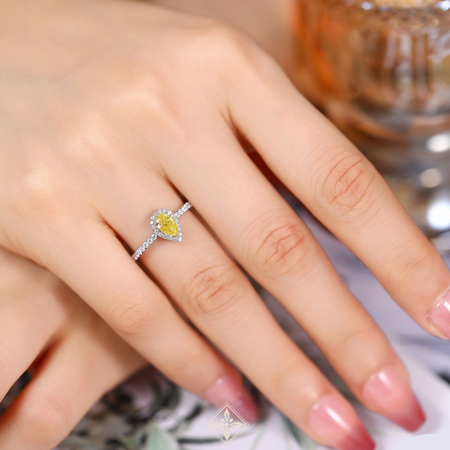Colored Diamond Halo Ring
