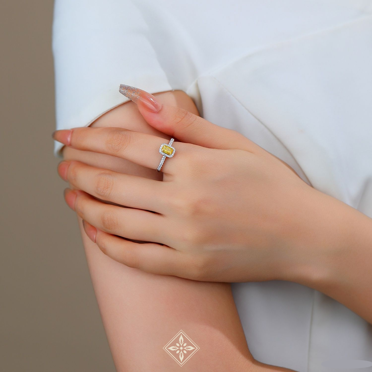 Colored Diamond Halo Ring