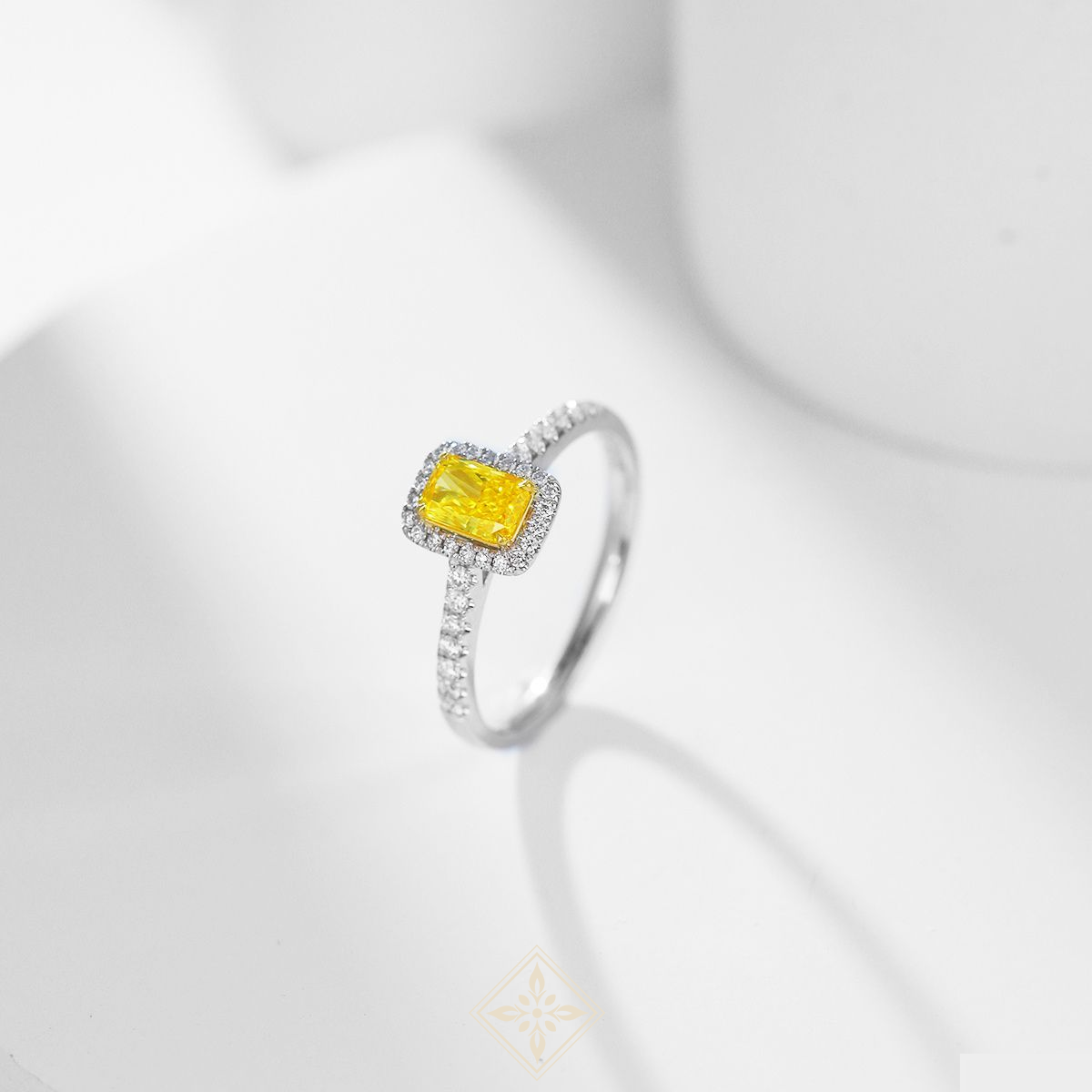 Colored Diamond Halo Ring