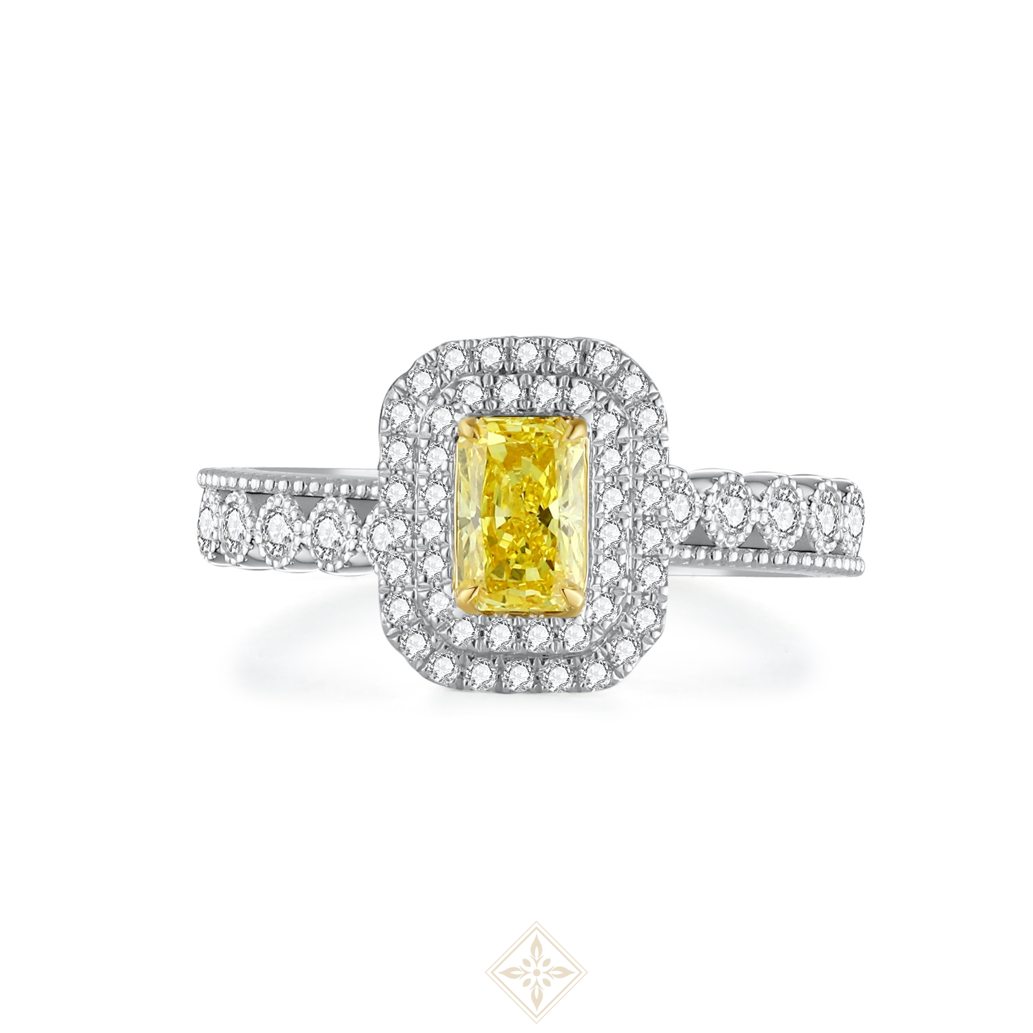 Colored Diamond Halo Ring