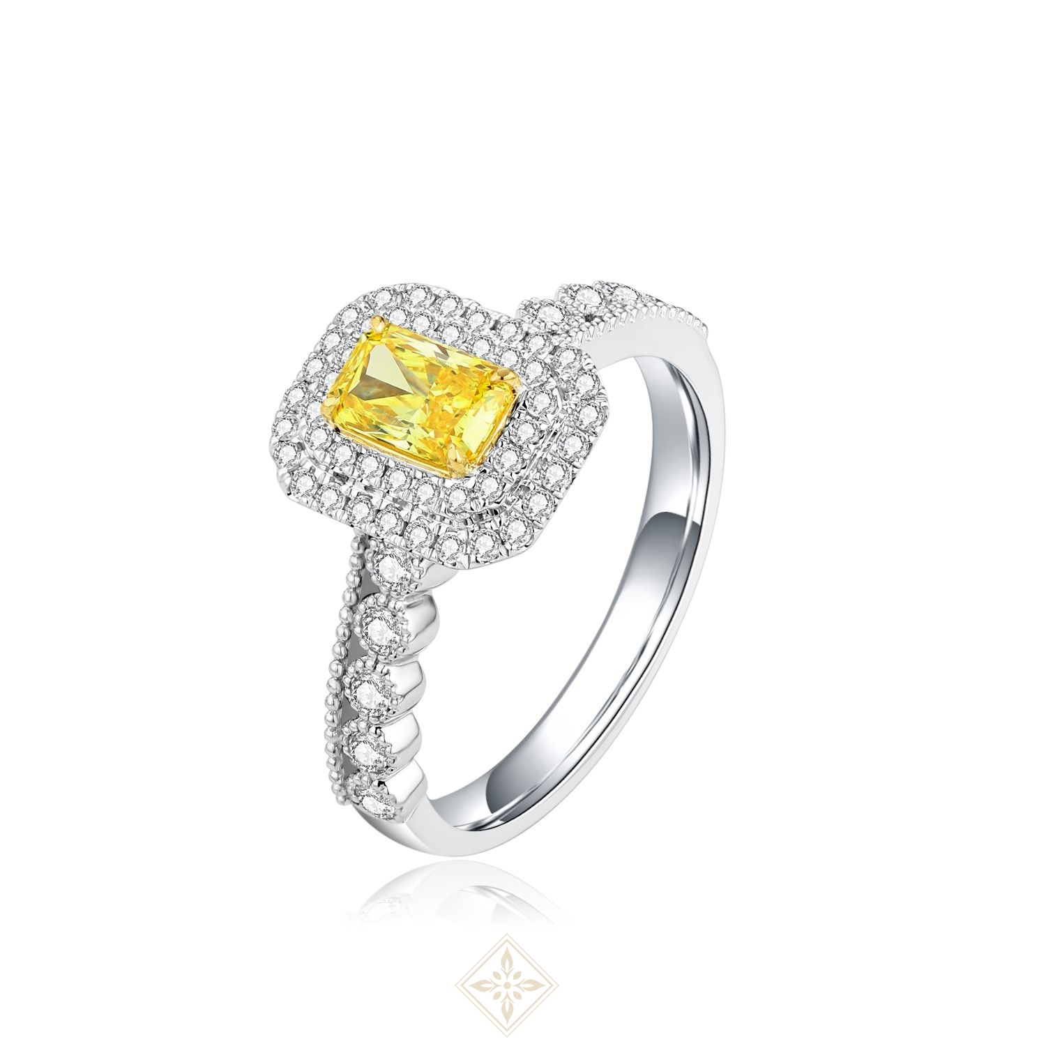 Colored Diamond Halo Ring