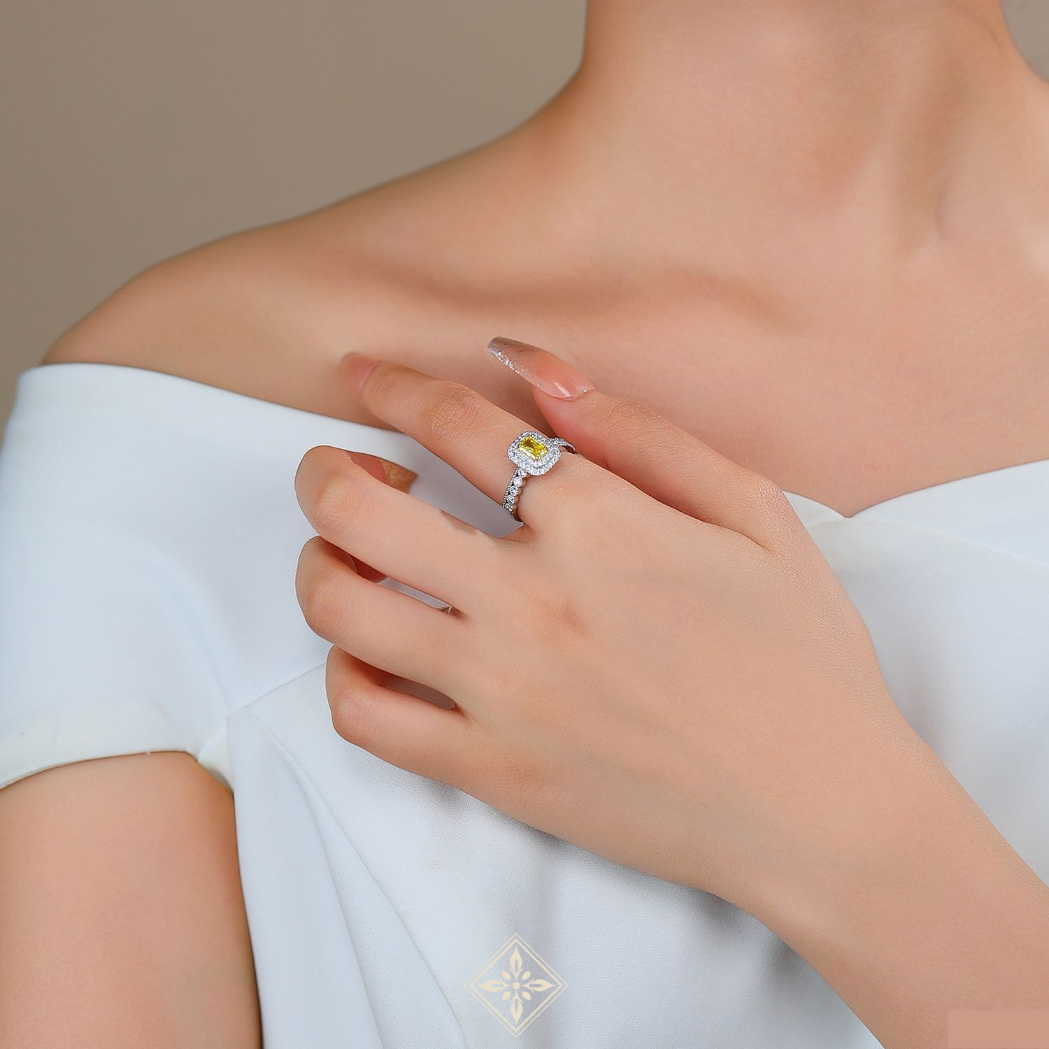 Colored Diamond Halo Ring