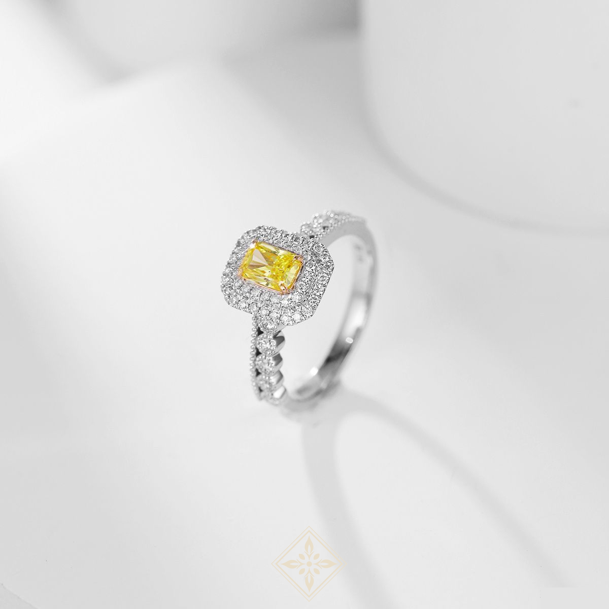 Colored Diamond Halo Ring