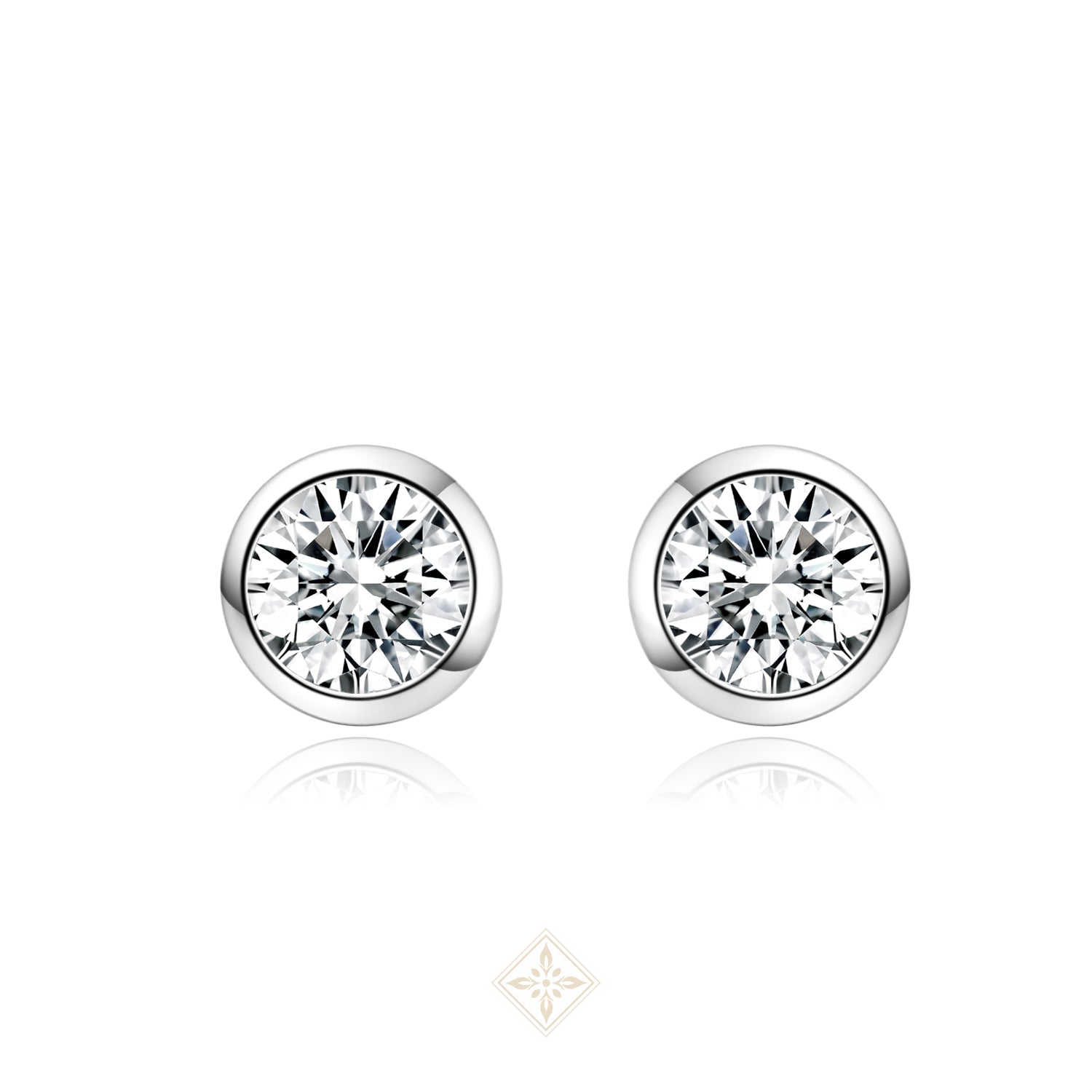 Bezel Round Diamond Stud Earrings