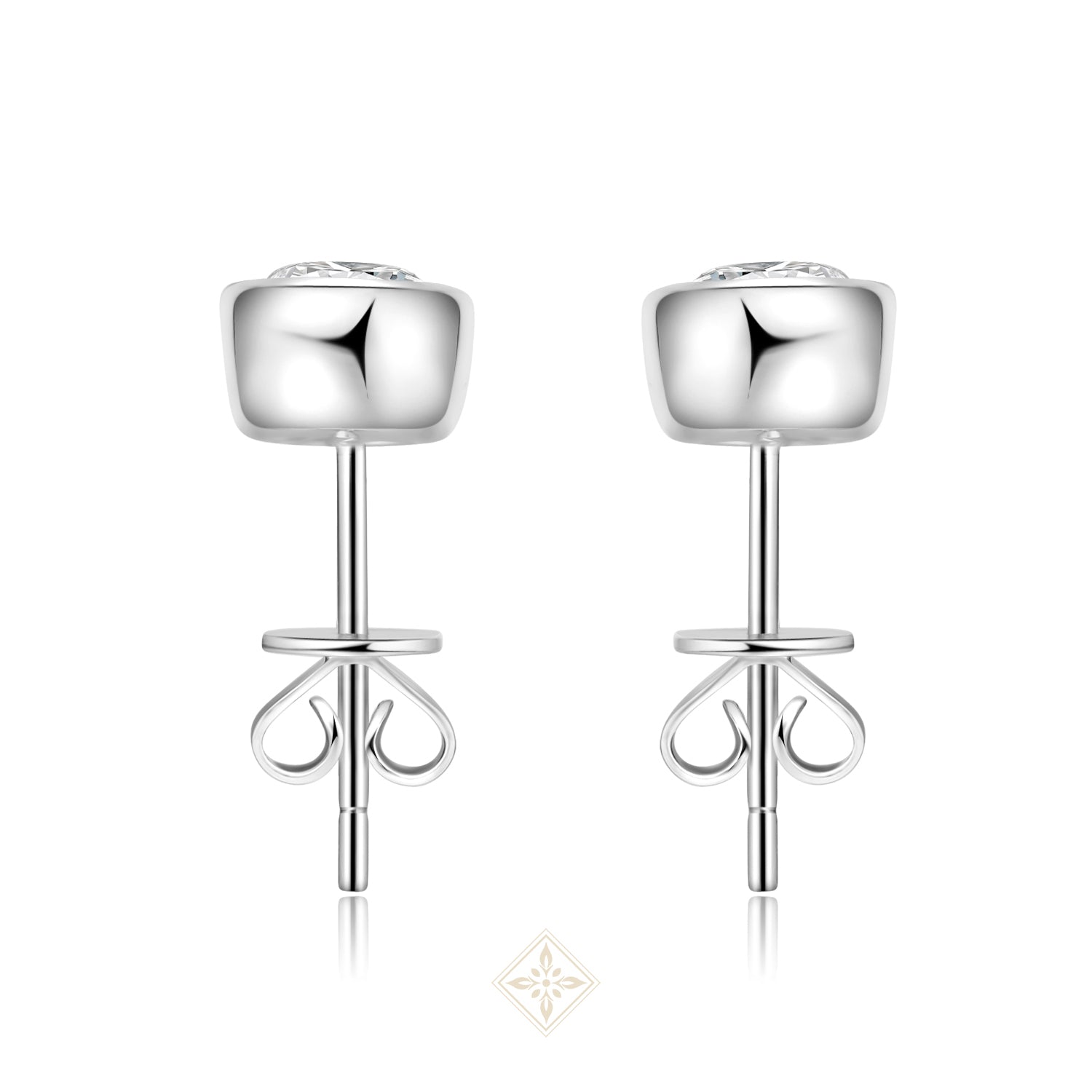 Bezel Round Diamond Stud Earrings