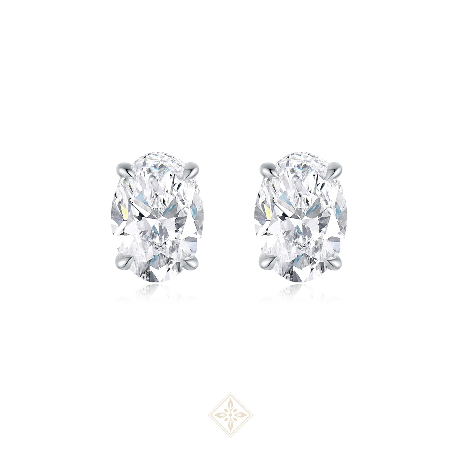 Classic Oval Diamond Stud Earrings