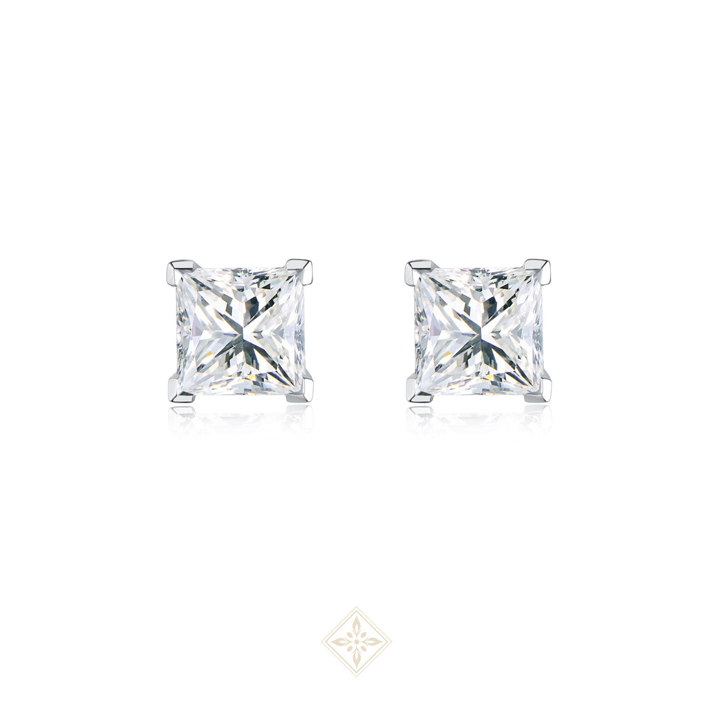 Four-Prong Princess Cut Diamond Stud Earrings