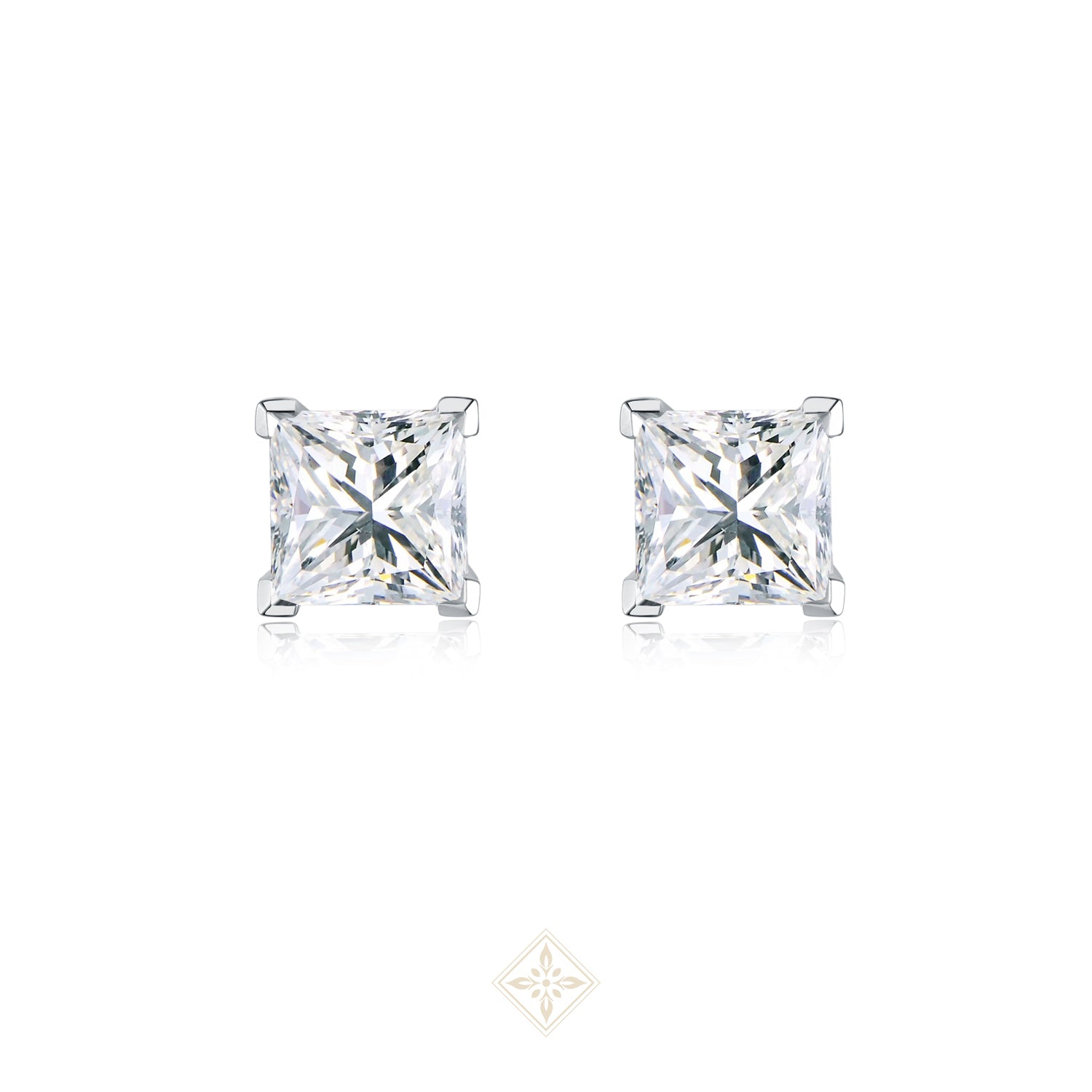 Four-Prong Princess Cut Diamond Stud Earrings
