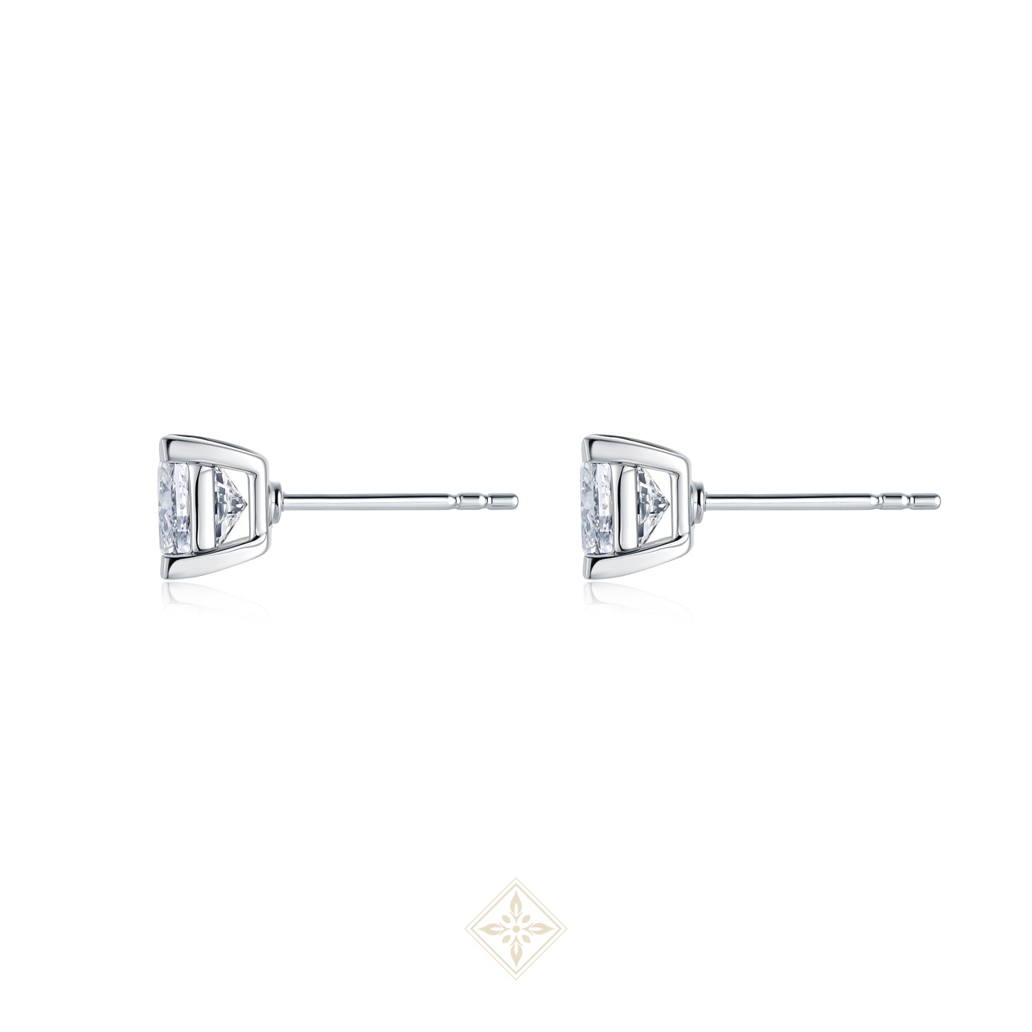 Four-Prong Princess Cut Diamond Stud Earrings