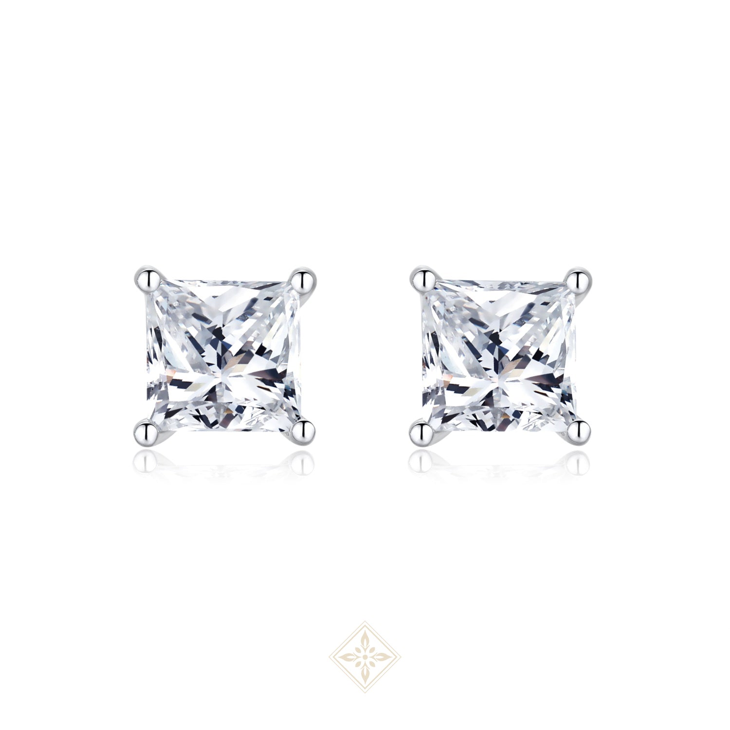 Four-Prong Princess Cut Diamond Stud Earrings