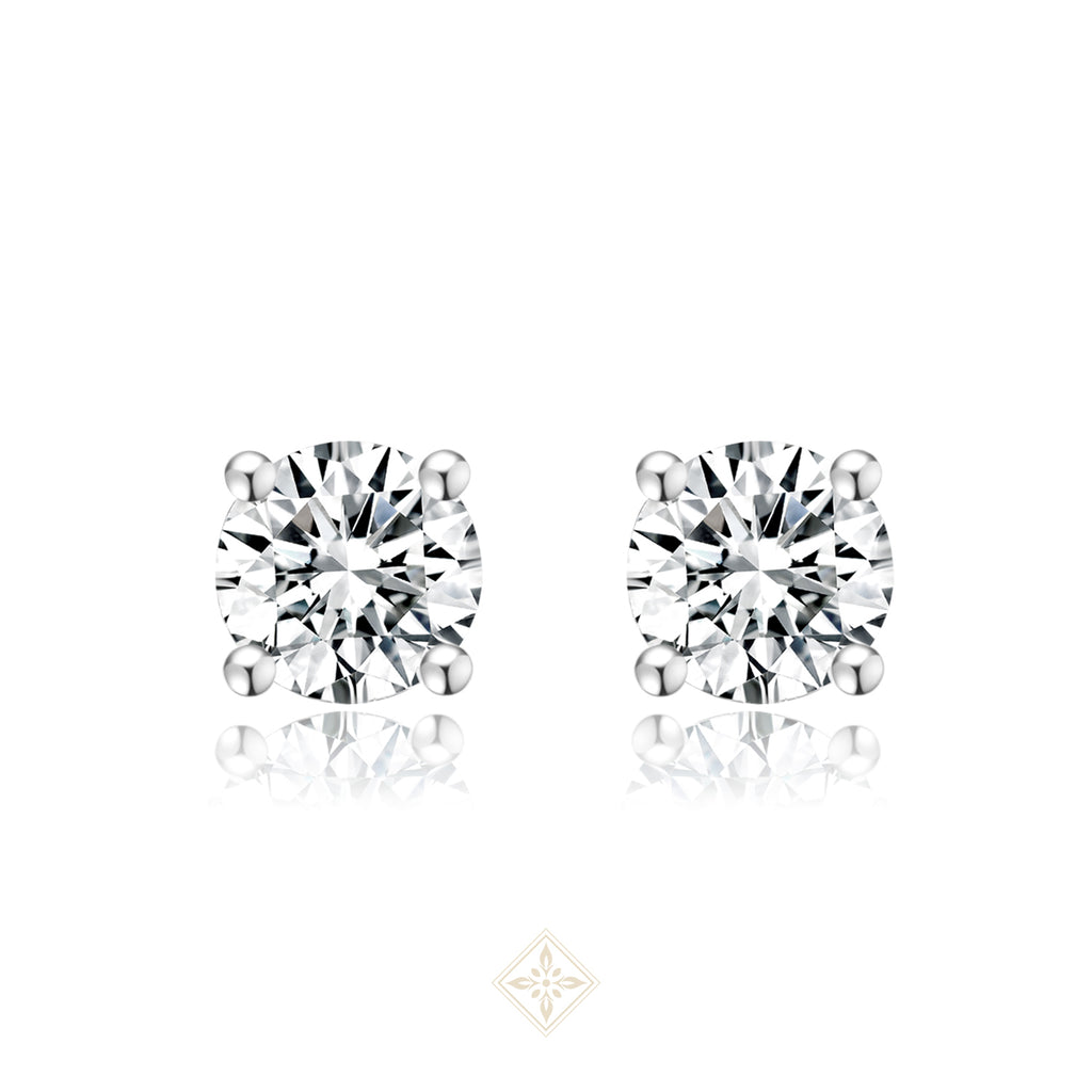 Four-Prong Round Diamond Stud Earrings