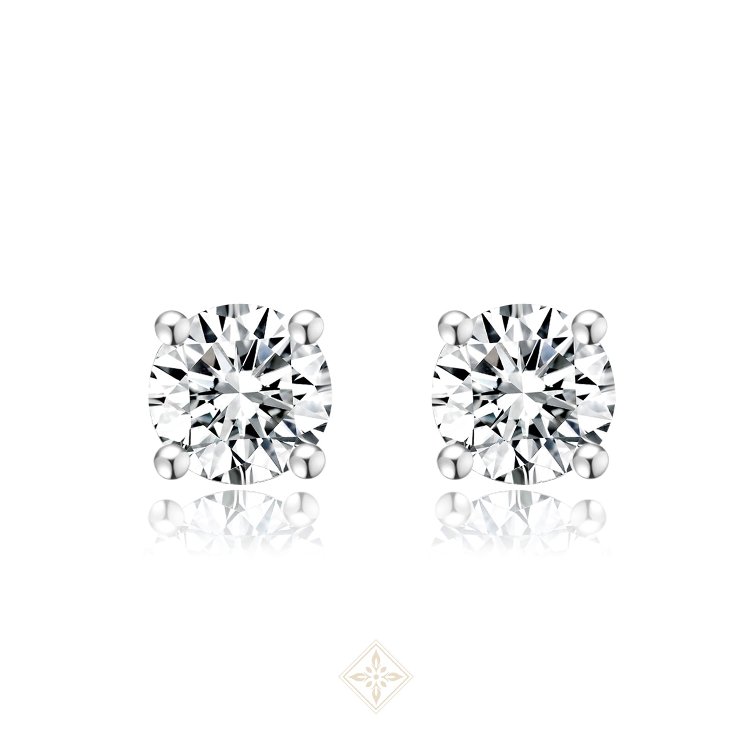 Four-Prong Round Diamond Stud Earrings