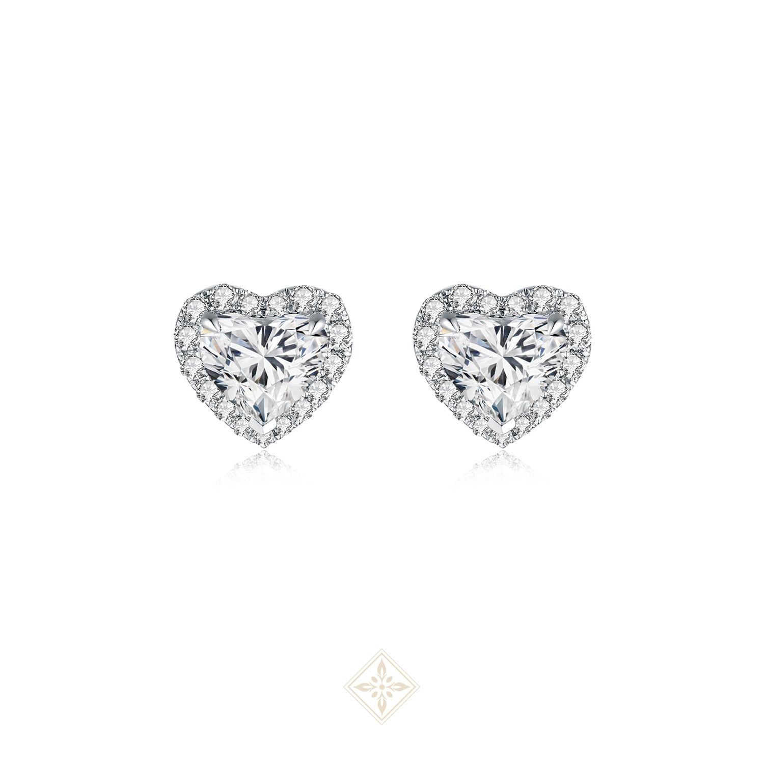Halo Set Heart Diamond Earrings