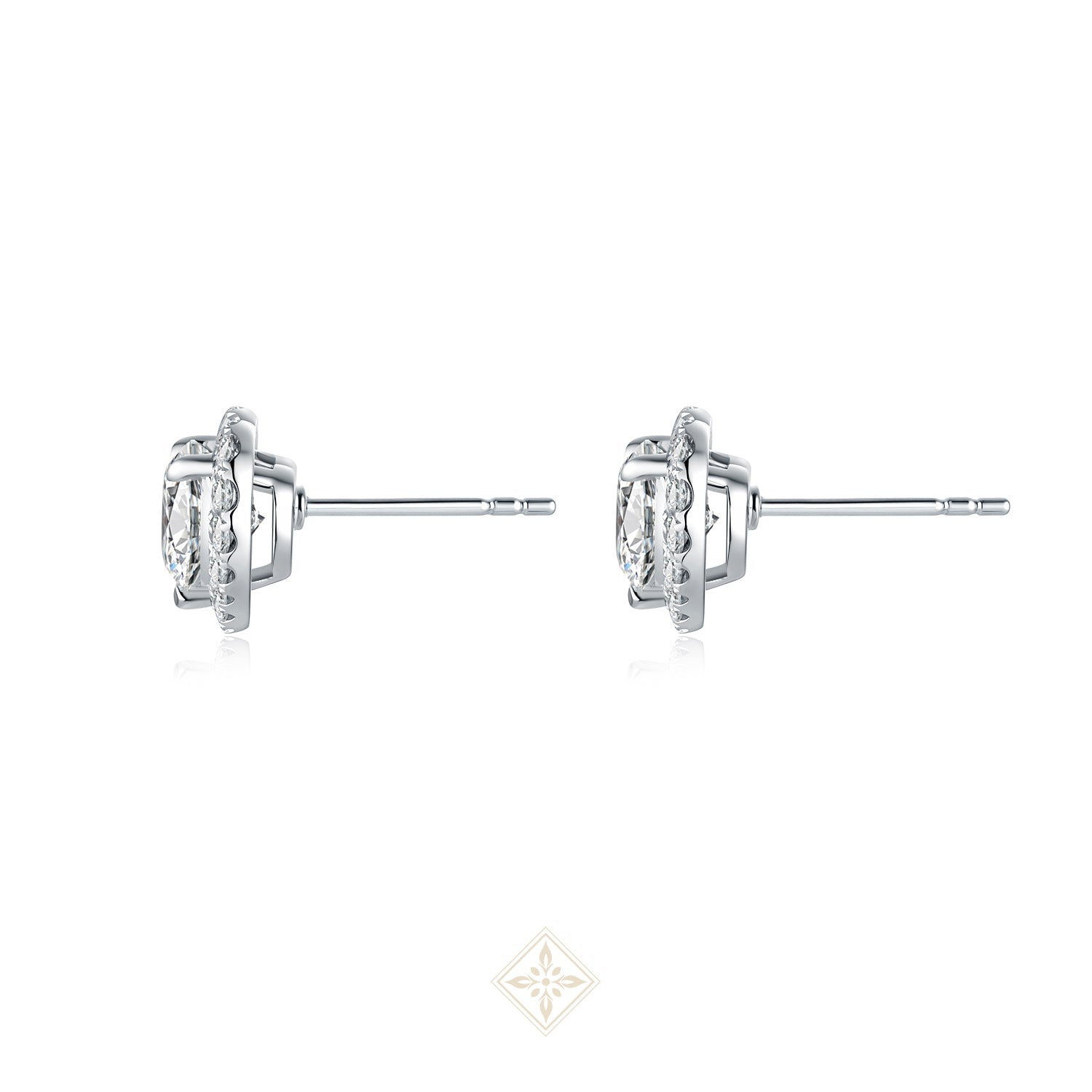 Halo Set Heart Diamond Earrings