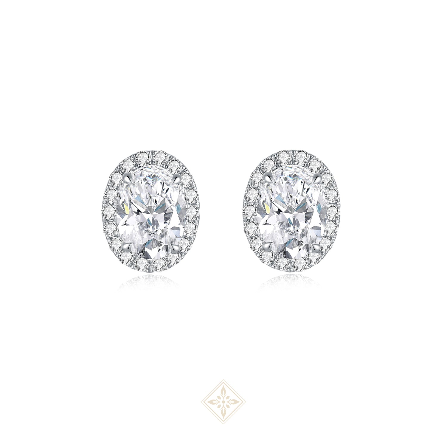 Halo Set Oval Diamond Earrings