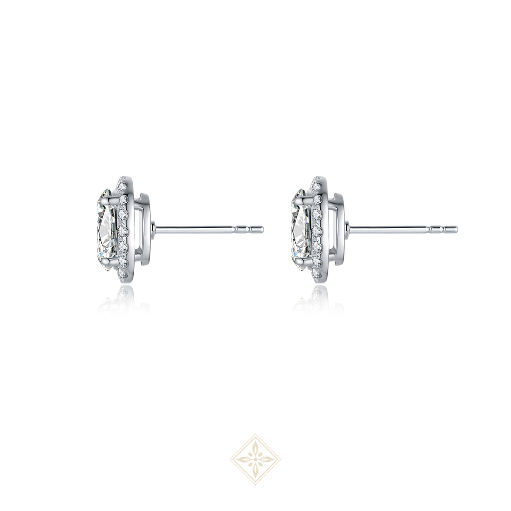 Halo Set Oval Diamond Earrings