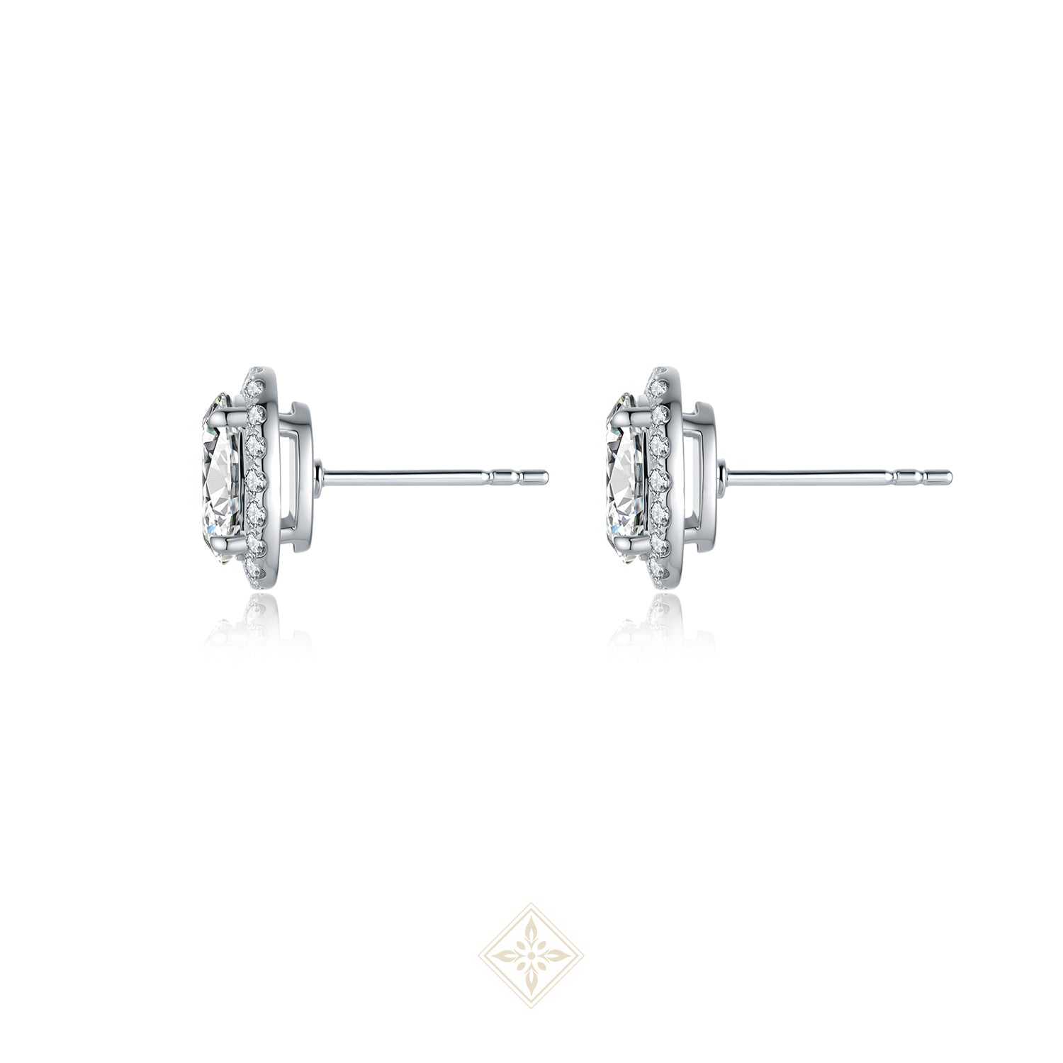 Halo Set Oval Diamond Earrings