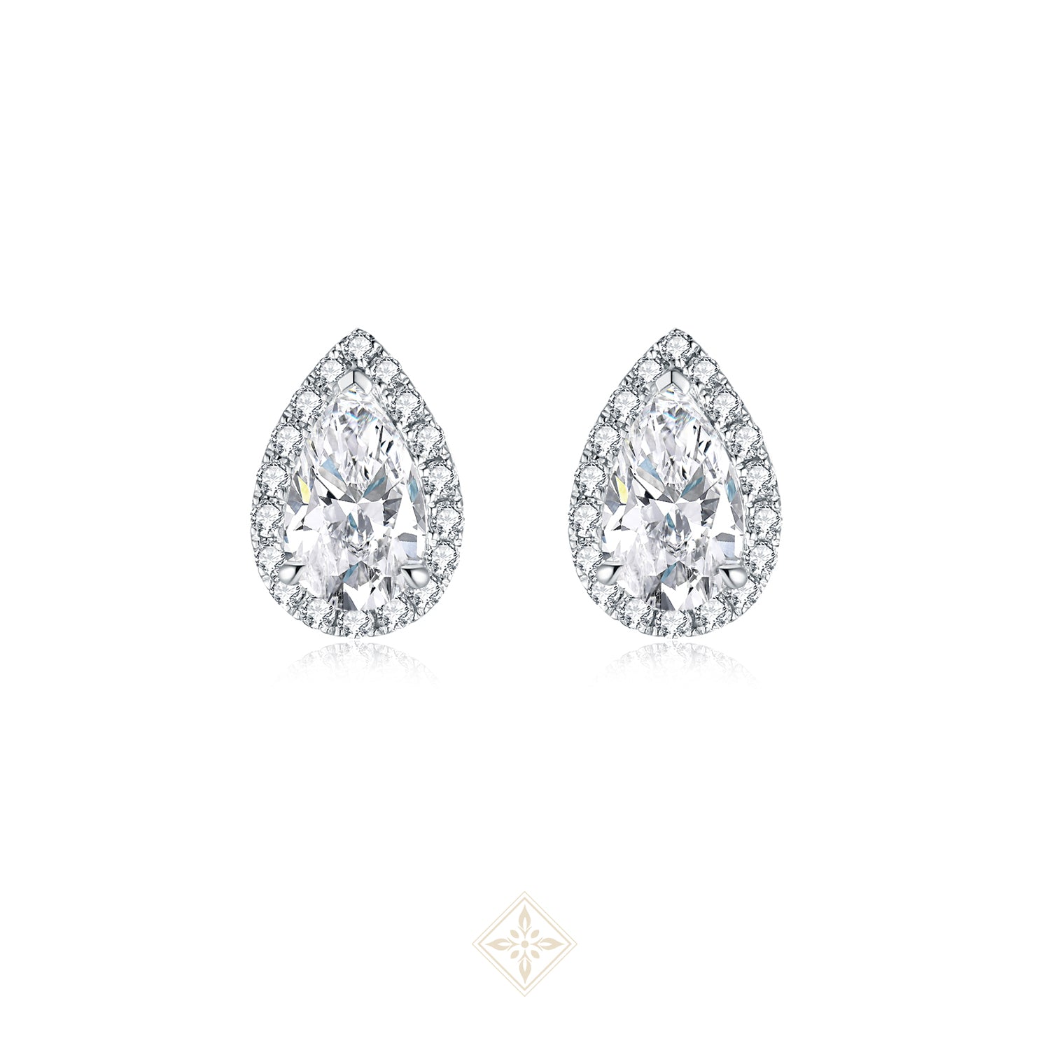 Halo Set Pear Diamond Earrings