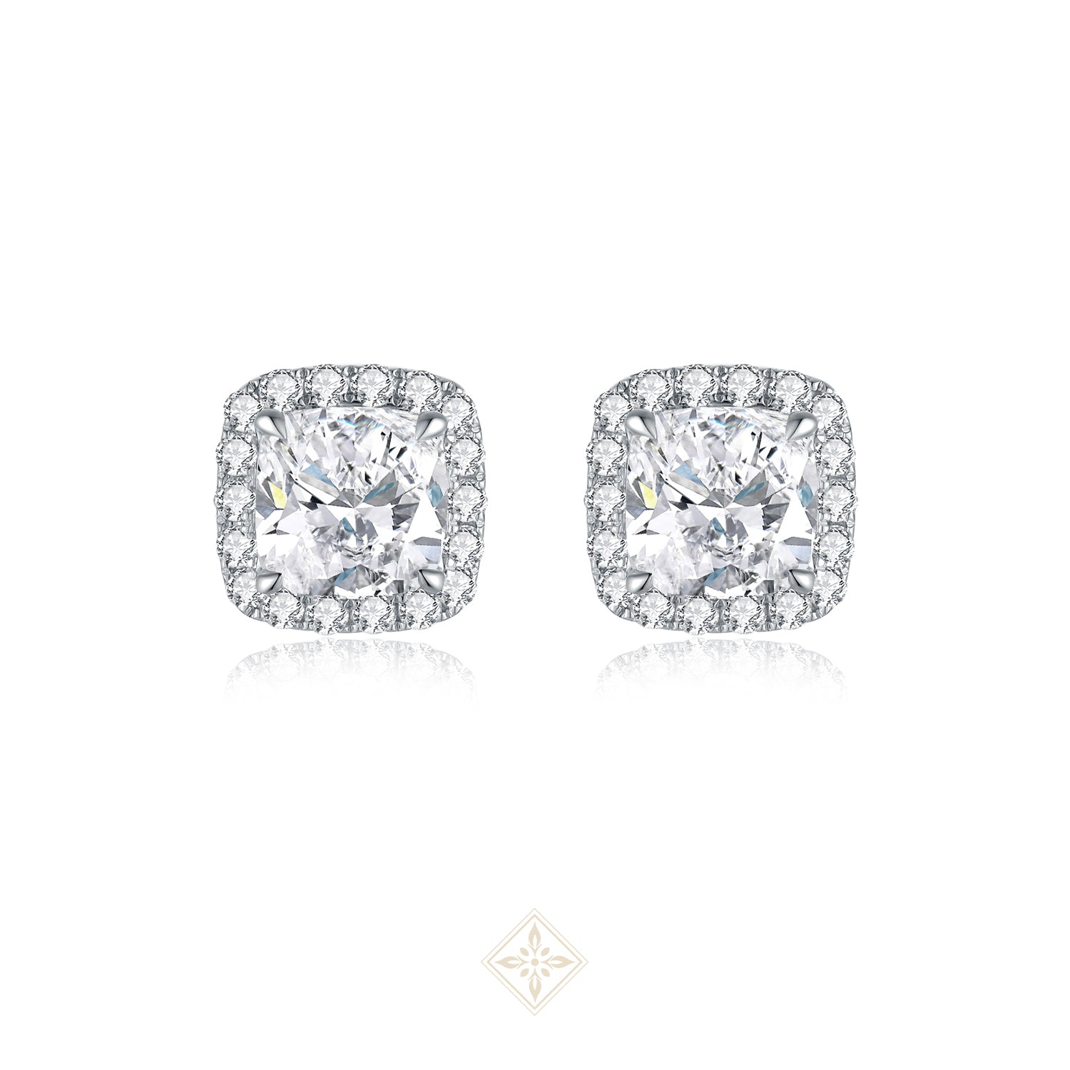 Halo Set Radiant Diamond Earrings