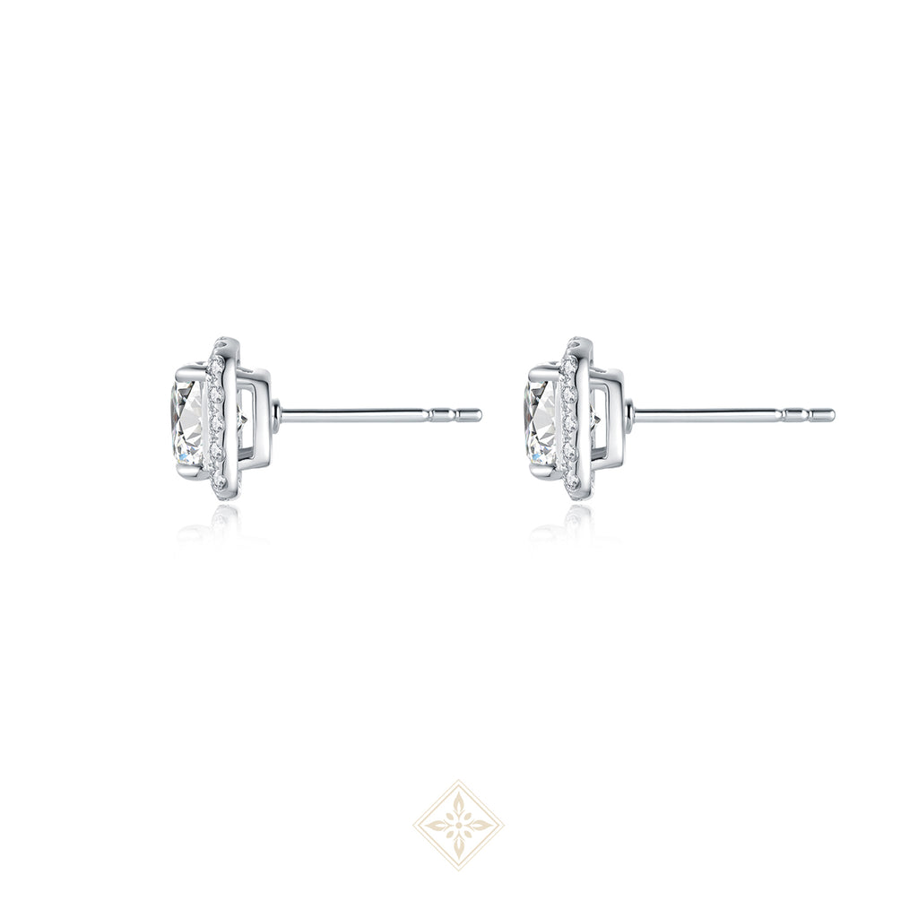 Halo Set Radiant Diamond Earrings