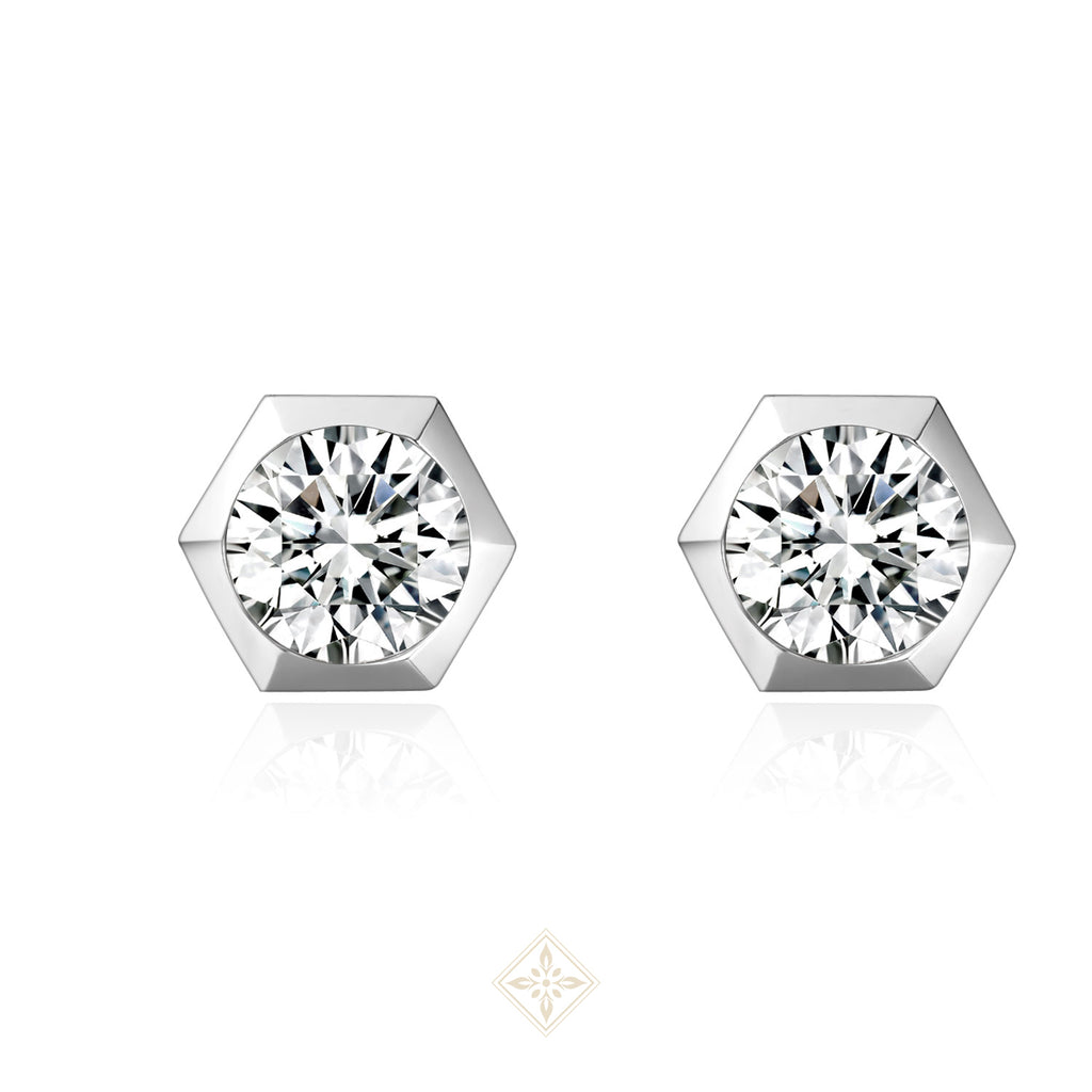 Hexa Diamond Stud Earrings