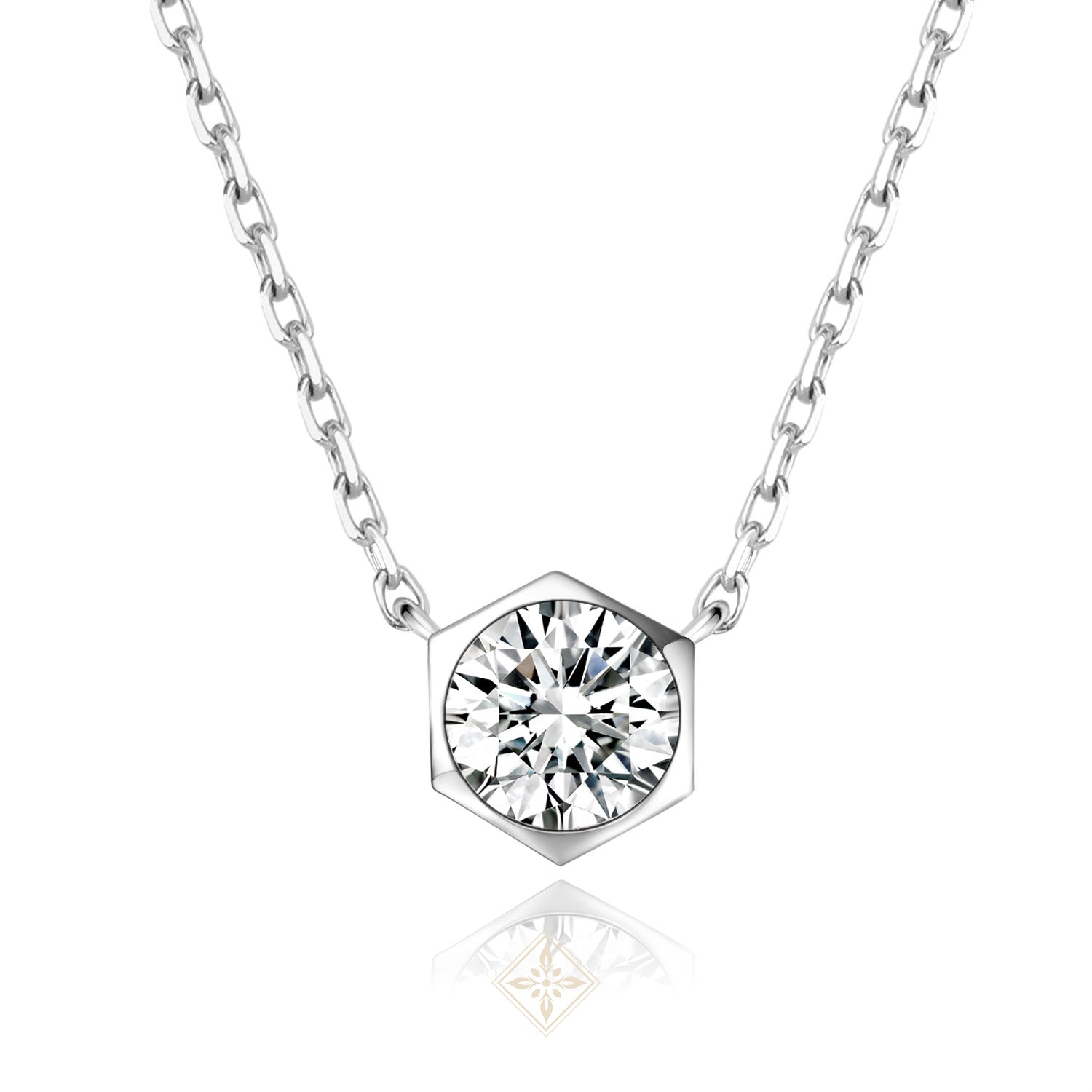 Diamond Round Hexon Necklace