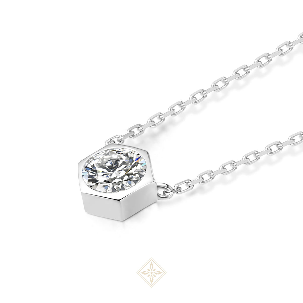 Diamond Round Hexon Necklace
