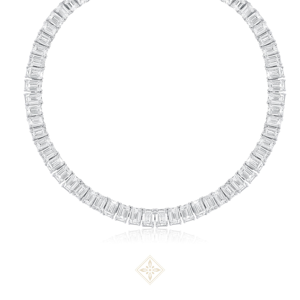 Emerald Cut Diamond Tennis Necklace