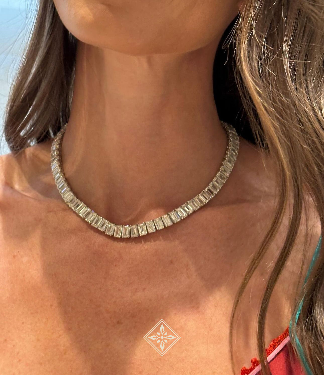 Emerald Cut Diamond Tennis Necklace