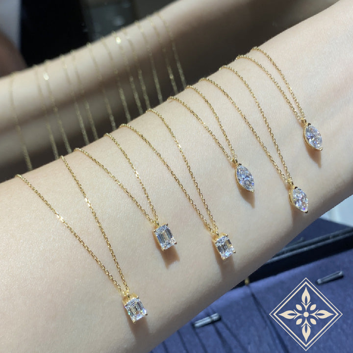 Emerald Diamond Solitaire Necklace