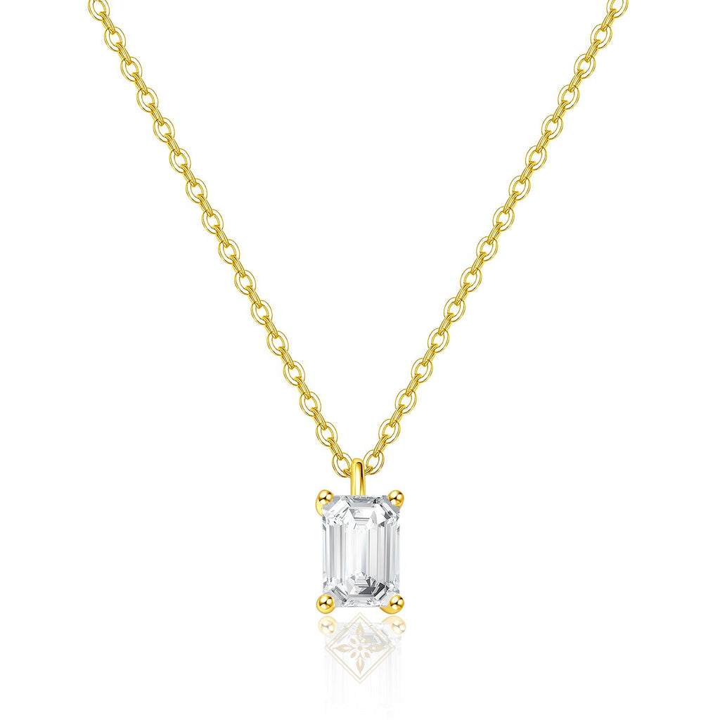 Emerald Diamond Solitaire Necklace