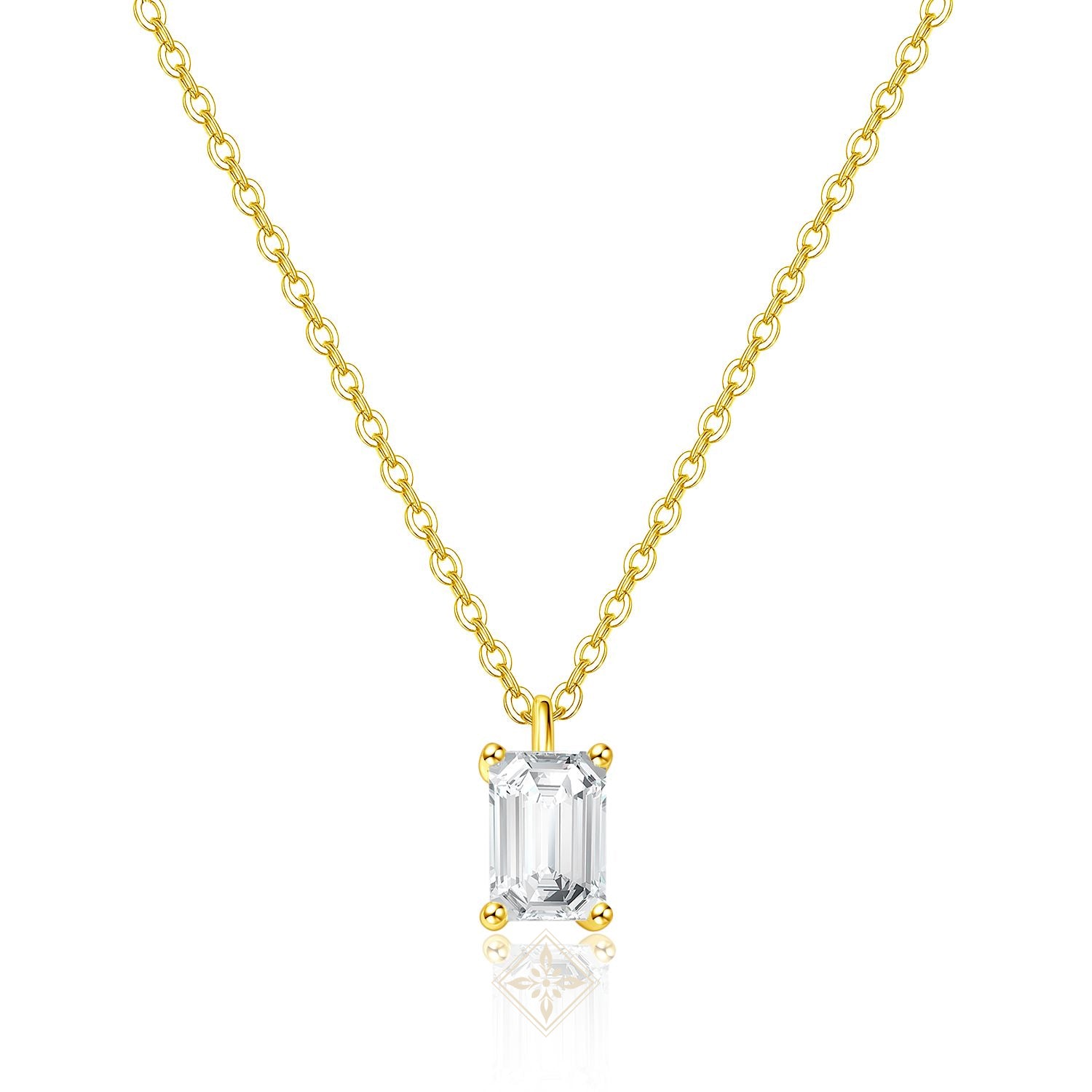 Emerald Diamond Solitaire Necklace