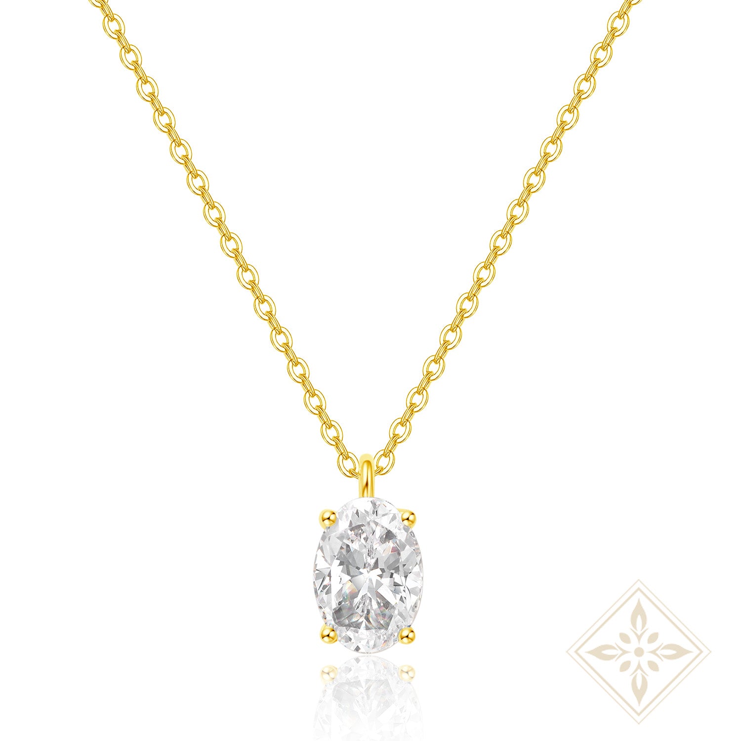 Oval Diamond Solitaire Necklace