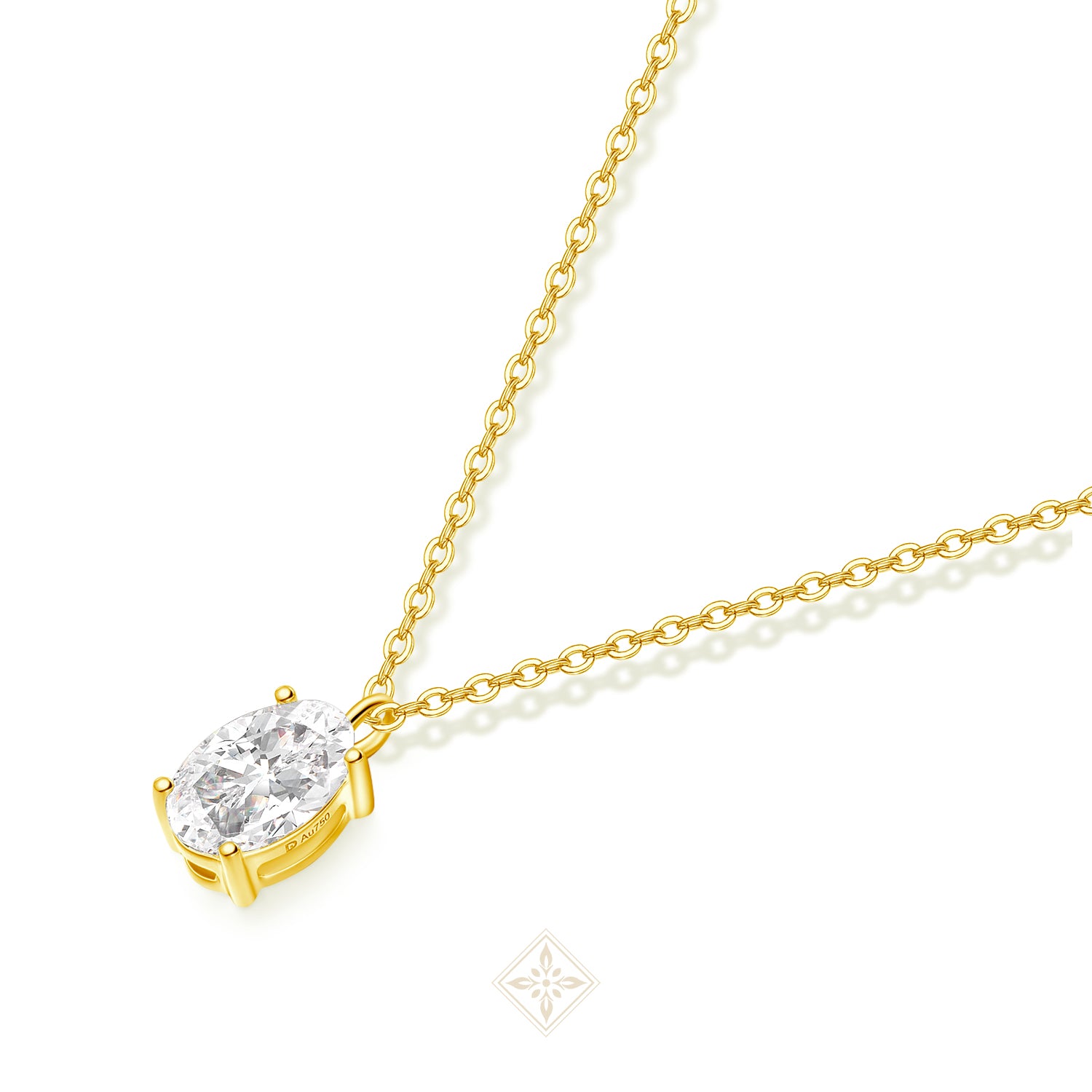 Oval Diamond Solitaire Necklace
