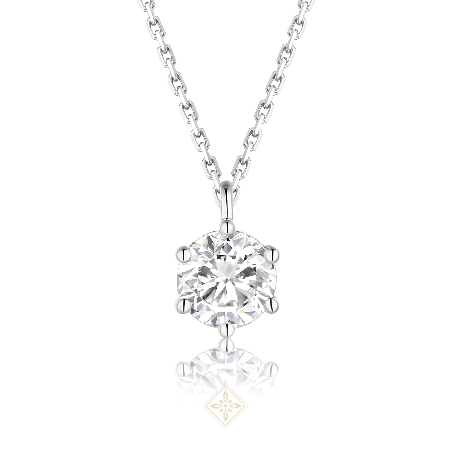 6 Claws Round Diamond Solitaire Necklace