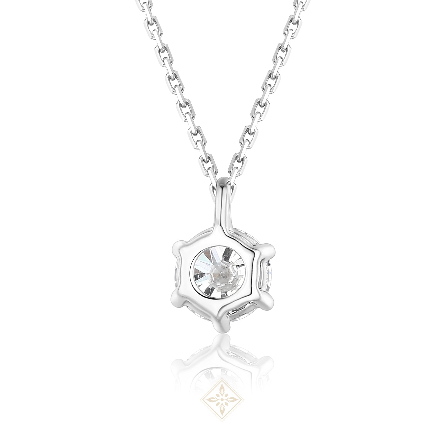 6 Claws Round Diamond Solitaire Necklace