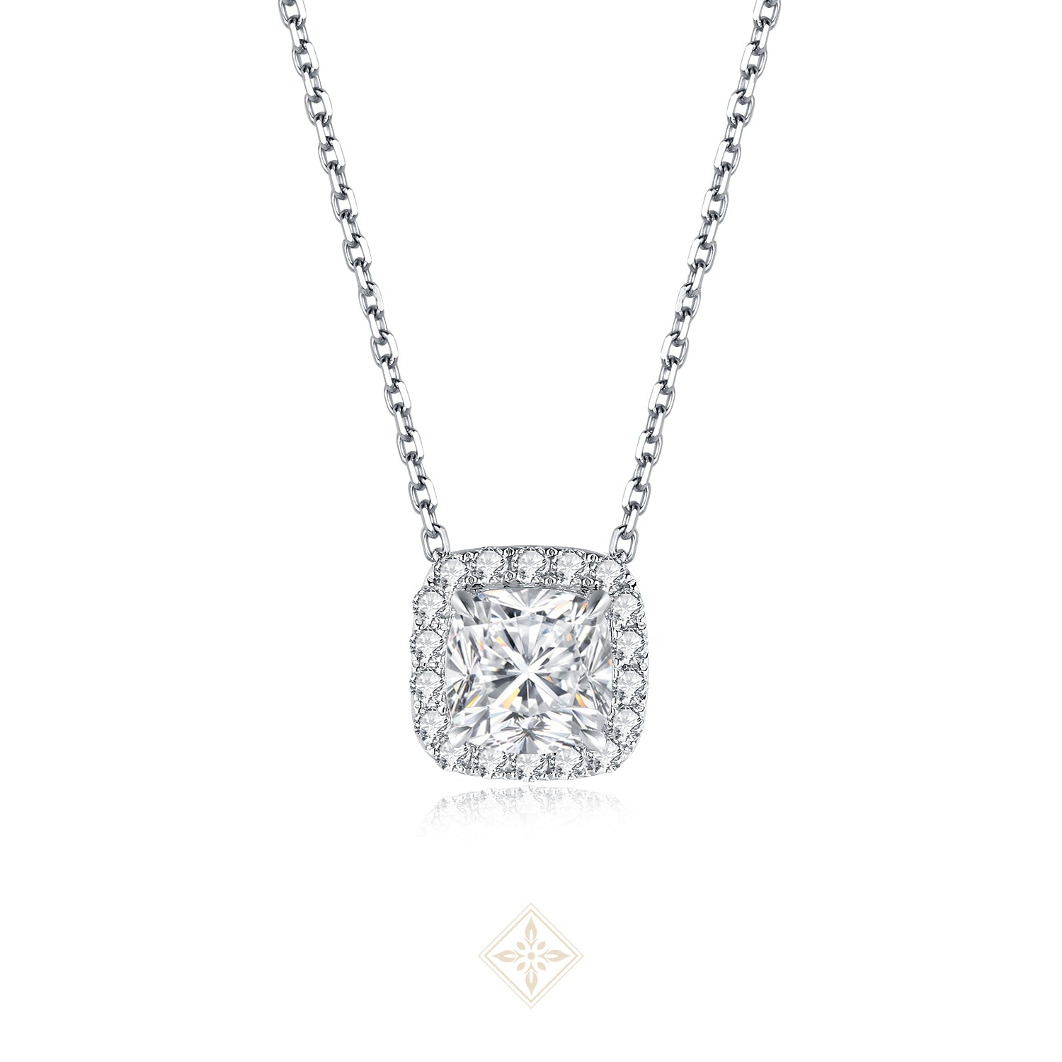 Halo Cushion Diamond Necklace