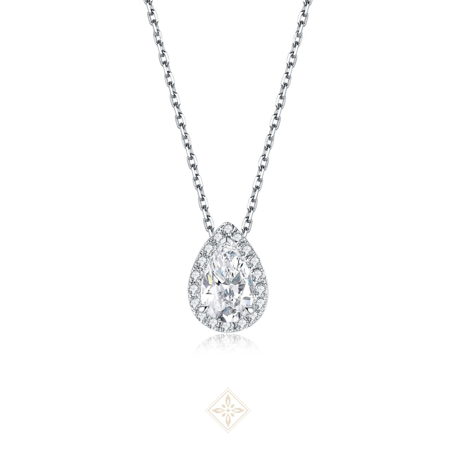 Halo Pear Diamond Necklace