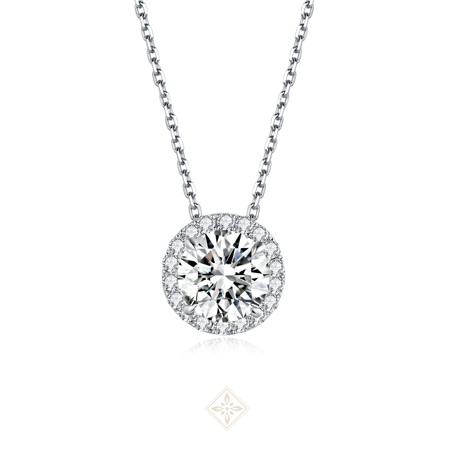 Halo Round Diamond Necklace