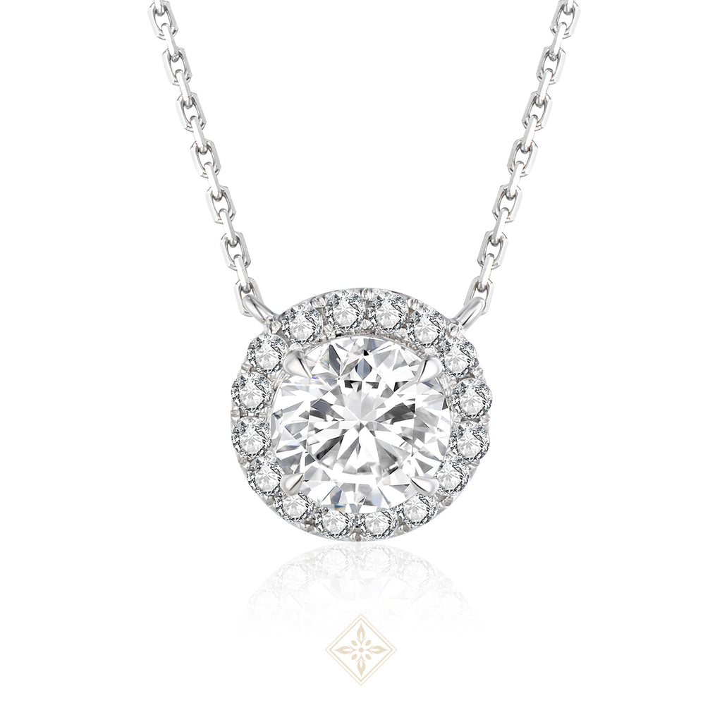 Halo Round Diamond Necklace