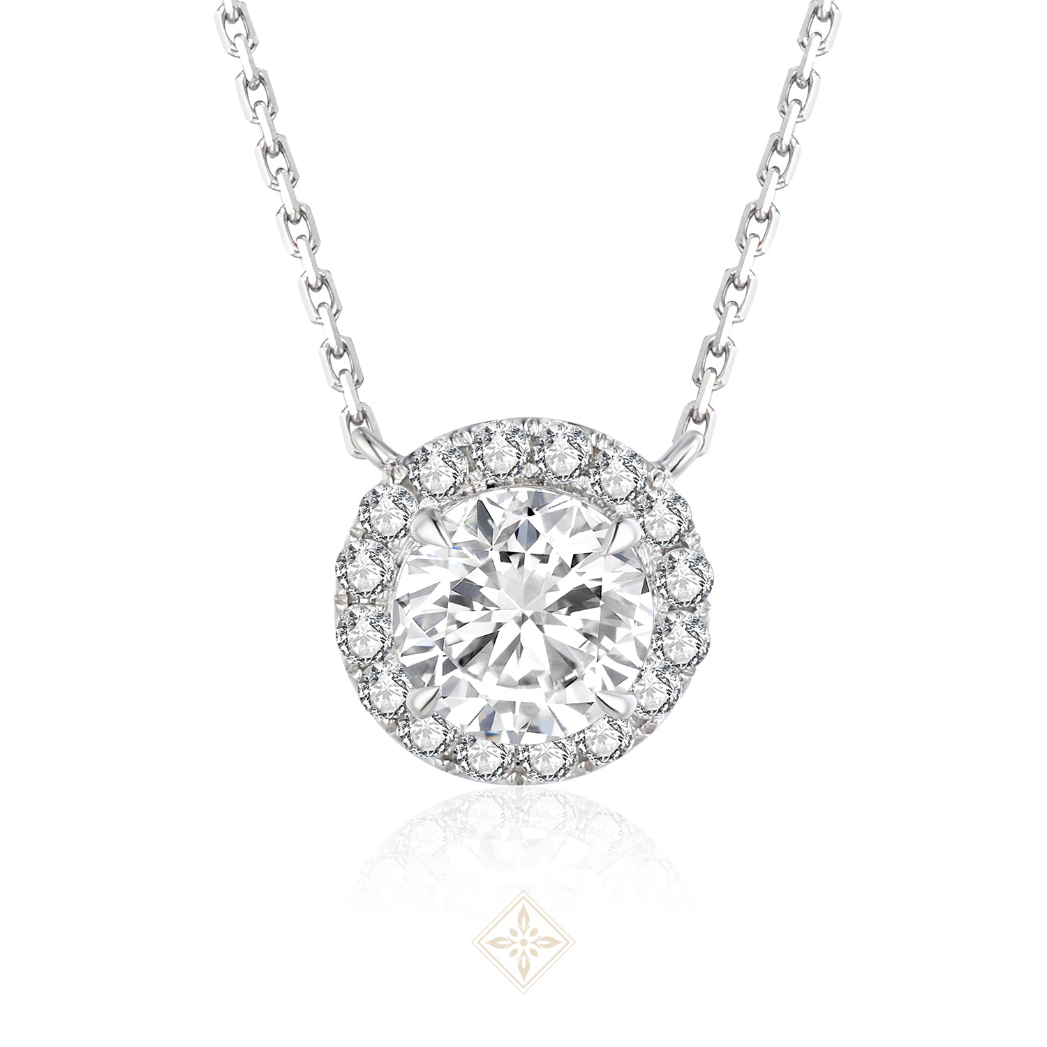 Halo Round Diamond Necklace
