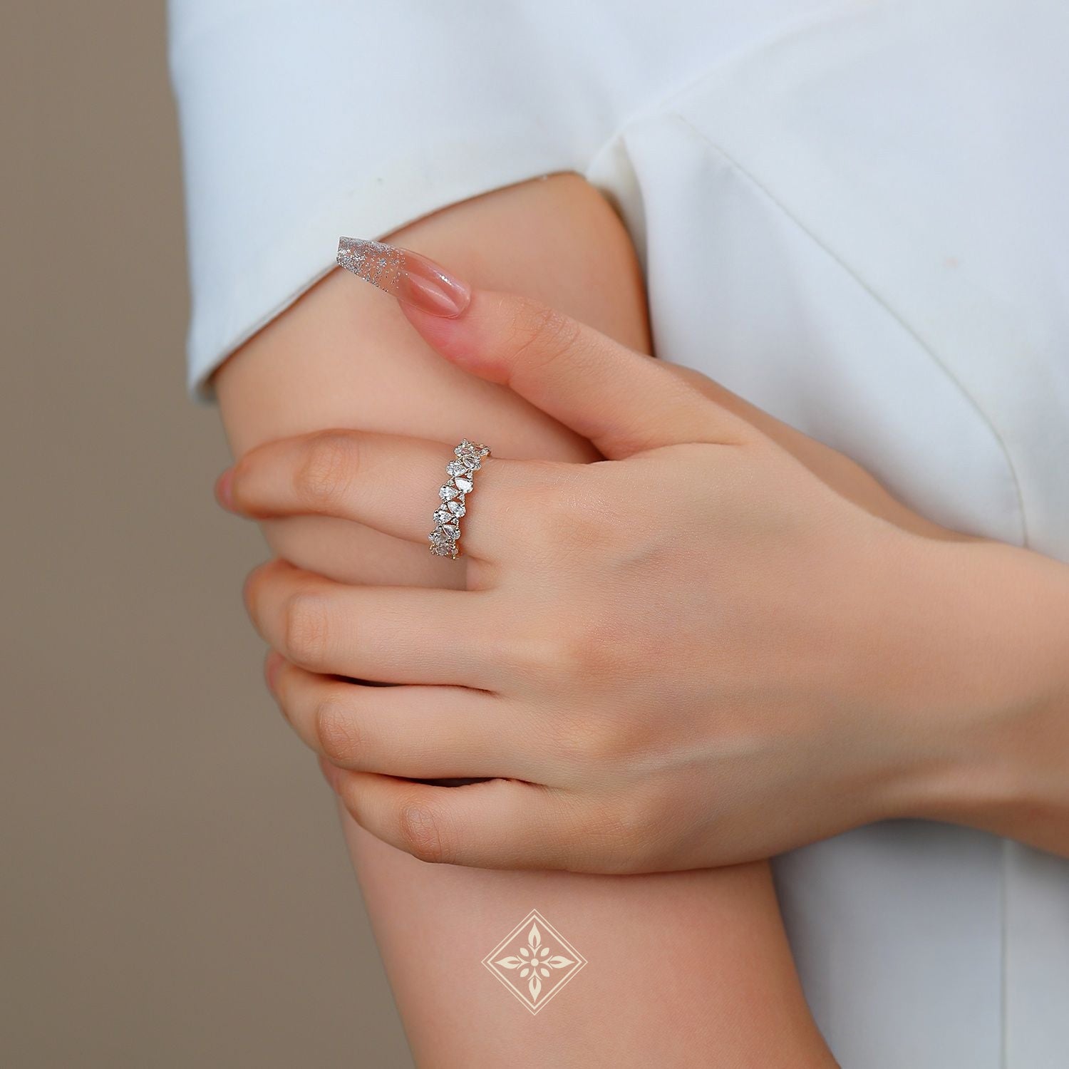 Full Eternity Pear Ring